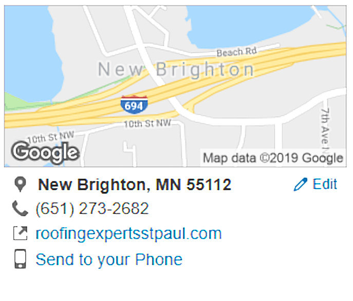 Free Roof Inspection - Google Maps Screenshot.